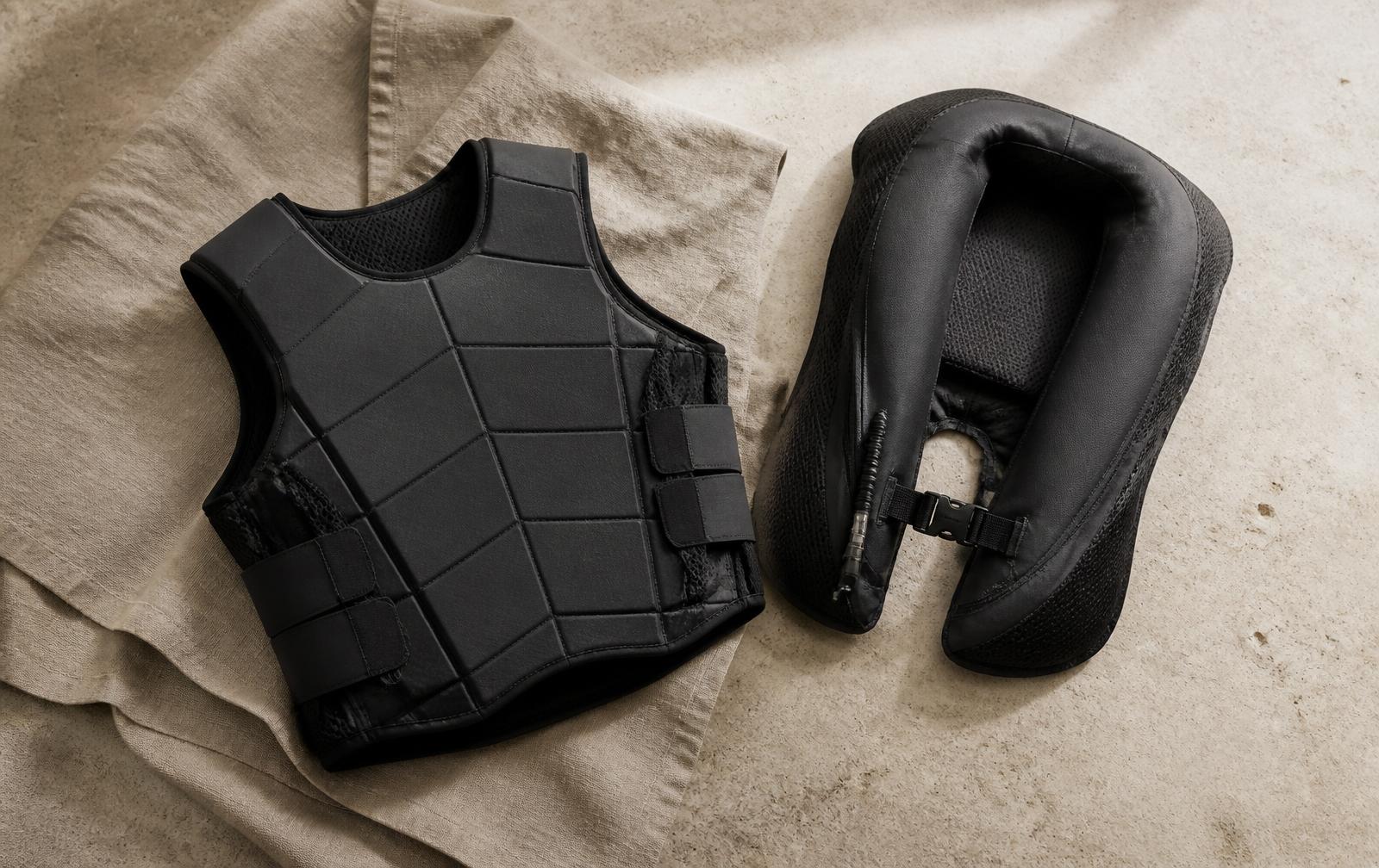 A body protector and air jacket laid out ready for fitting